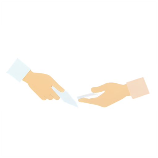 Image of an icon for a web application for renting and leasing goods and services. The icon is in the style of Material Design, and is 512x512 pixels in size. The icon depicts two hands passing an object back and forth, symbolizing the transfer of goods or services - icon | sticker