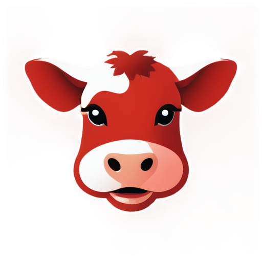 Blockchain logo,Cartoon cow head,Red theme,Pixelated style - icon | sticker