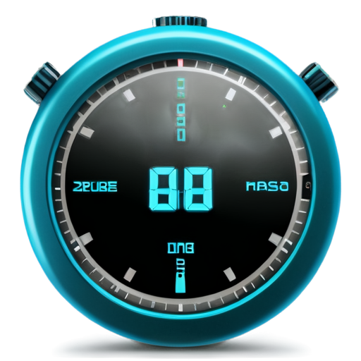 3d Round timer dark turquoise dark blue non white non black 3d tecknick 3d stopwatch very very mach inform tables non analog very small 3d digitall very small millisecond information animations - icon | sticker