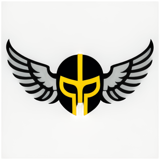 2d vector icon, viking's helmet with wings (as Hermes), black and yellow colour, no background - icon | sticker