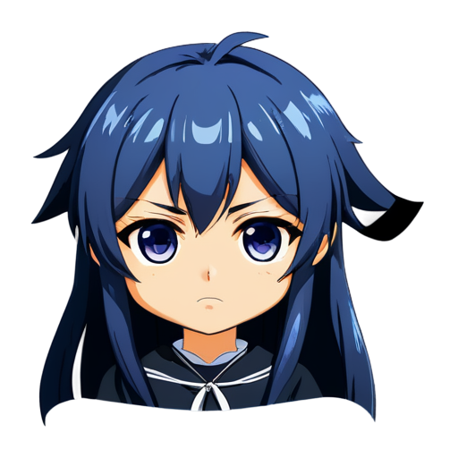 Dissatisfied anime face in the form of a ticker for social networks - icon | sticker