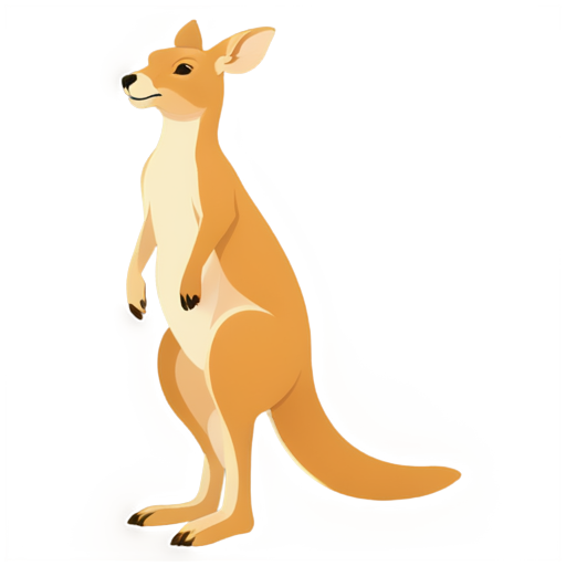 Animal icons,DWTB,white background,simple background,no humans,closed eyes,no lineart,kangaroo,solo,full body,standing,animal focus,u_u,blush stickers,***,animal,from side,signature,leaf, - icon | sticker