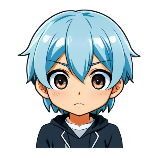 Dissatisfied anime face in the form of a ticker for social networks - icon | sticker