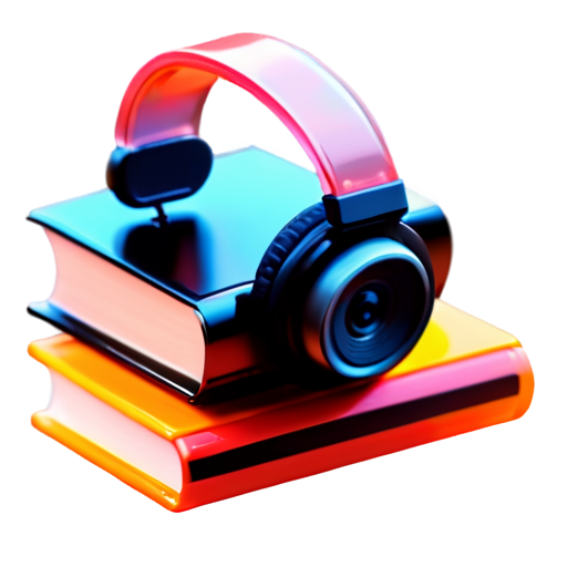 Open Book, Camera, Headphone, Pencil - icon | sticker