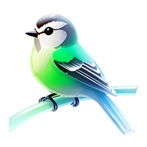 business icon simple green bird pop Long-tailed-Tit color-simple - icon | sticker