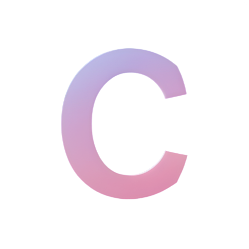 White symmetric letter "C" with a pink-purple gradient background - icon | sticker