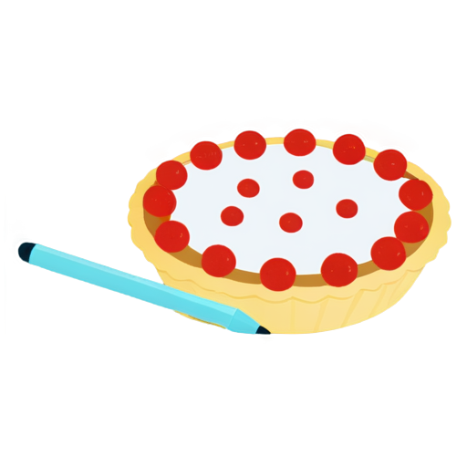 The pie is sprinkled with candies in the shapes of "0" and "1", and there is a pen next to it. - icon | sticker