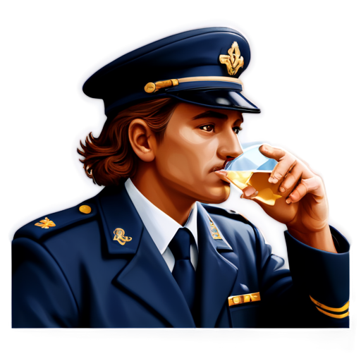 2d icon of a drinking airplane pilot - icon | sticker