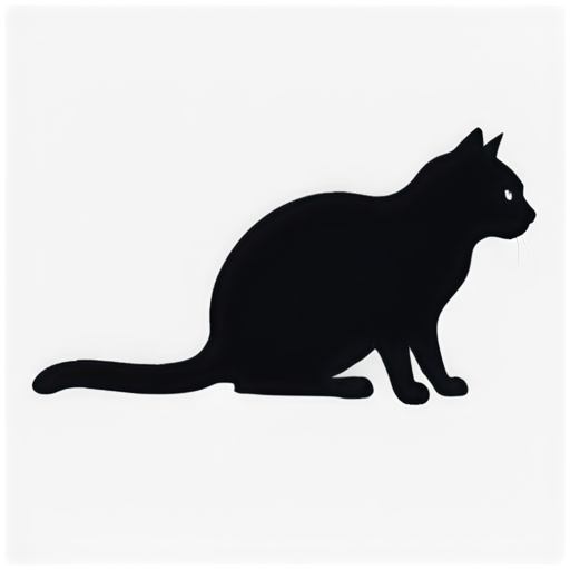 Black cat squatting and licking its paw - icon | sticker