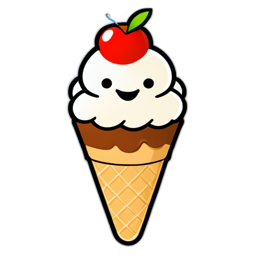 mascot Ice cream logo with cherry on top - icon | sticker