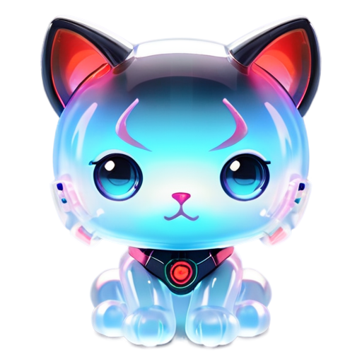 cyberpunk robocat, black and blood - icon | sticker