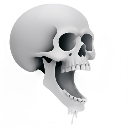 screaming skull, minimalistic, few colours, white, sideway, low detail - icon | sticker