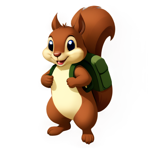 Small squirrel with a backpack on. Facing the camera. Curious and happy. - icon | sticker