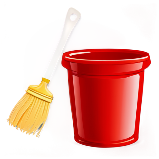 Create an icon for the application that reflects the data cleaning and deletion functions. In the center of the icon there should be a symbol in the form of a trash can or a broom representing cleaning. Use dark and red colors to emphasize seriousness and attention to safety. Include simple, clean lines in the design and avoid unnecessary details. The icon should be clear and easily recognizable in a small size. - icon | sticker