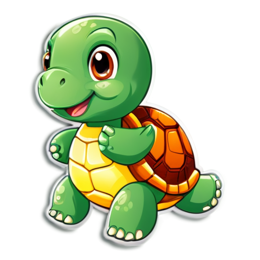 a cute turtle is holding a toy - icon | sticker