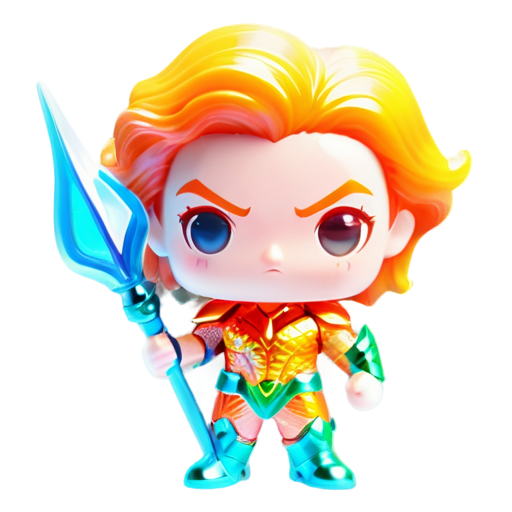 Epic full-body illustration of Aquaman, standing heroically with his trident, underwater background, detailed armor and scales, flowing hair, intense expression, dynamic lighting, high-definition, realistic style. - icon | sticker