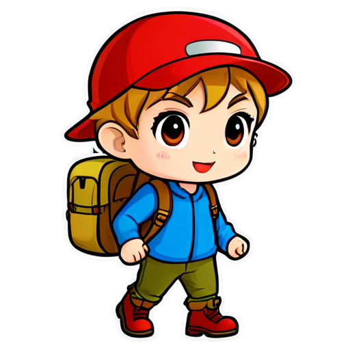 hiker who goes to the mountain in comic - icon | sticker