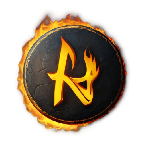 A rune on fire circle around it - icon | sticker