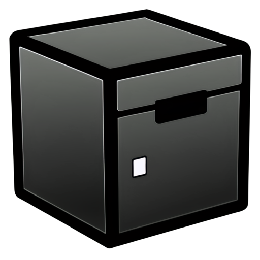 Desktop storage box with internal partitions, minimalist, black & white color, lineart - icon | sticker