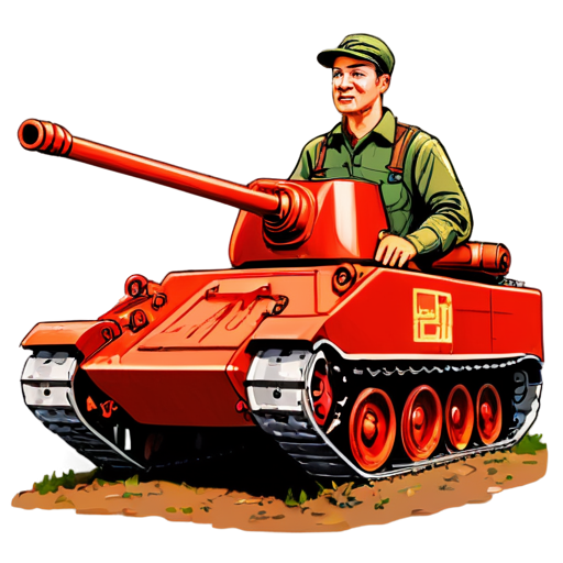 Russian agricultural worker on a Soviet tank cartoon icon for youtube channel with the caption TaHkucT_TpakTopucT - icon | sticker