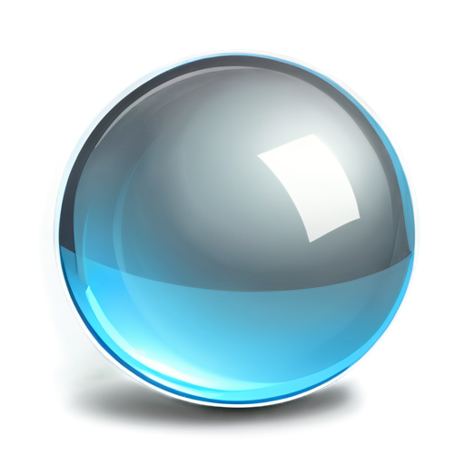 A simple, floating glass sphere without any base or stand, with a transparent, reflective surface - icon | sticker