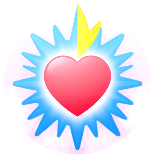 icon for a dating application and to have a heart, around the heart there are lines of light emanating like from the sun - icon | sticker