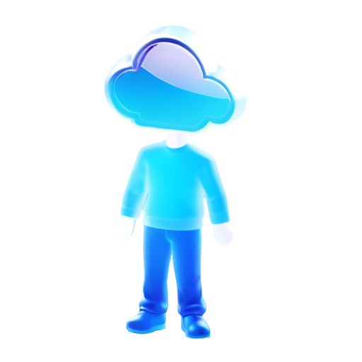 Cloud of programmer experience in blue colors, inside the cloud there are elements characteristic of programmers - icon | sticker