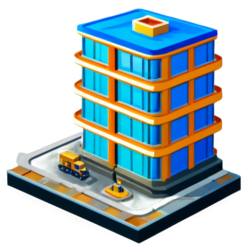 lowpoly icon for infrastructure in a city builder game. Vivid colors - icon | sticker