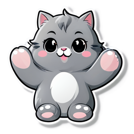 cute gray cat paw - icon | sticker