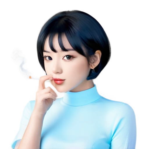 A beautiful short haired woman with a cigarette in her hand and she looks stunning for my profile - icon | sticker