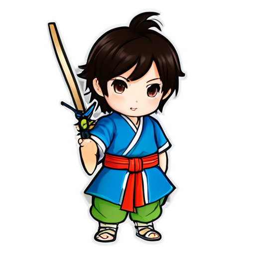 little kawaji warrior with a bow - icon | sticker