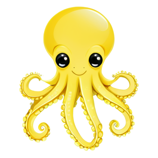 Yellow Octopus cute - icon | sticker