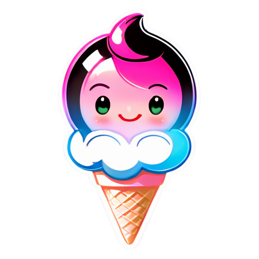 mascot with smiley face friendly Ice cream pink cream logo for streamer avatar male - icon | sticker