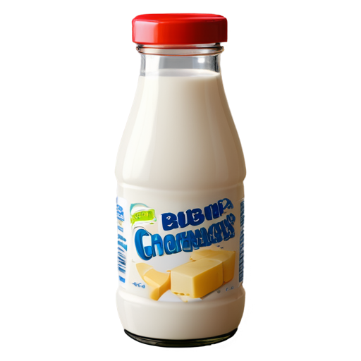milk products, yogurt package with milk bottle and cheese - icon | sticker