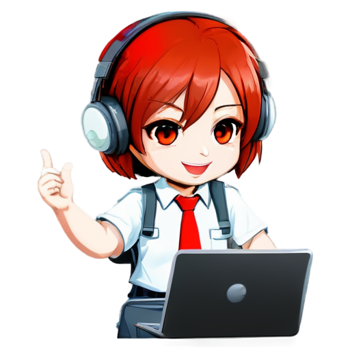 IT-support mascot with red and white colors - icon | sticker