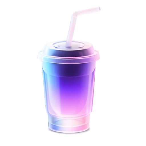 an unusual cup with coffee and ice in purple color - icon | sticker