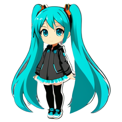 Hatsune Miku, proportional, colorized - icon | sticker