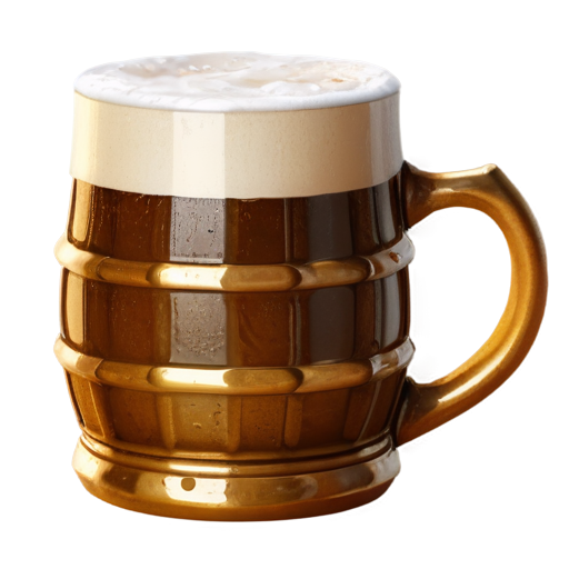 medieval ceramic cup with beer foam, paint style - icon | sticker