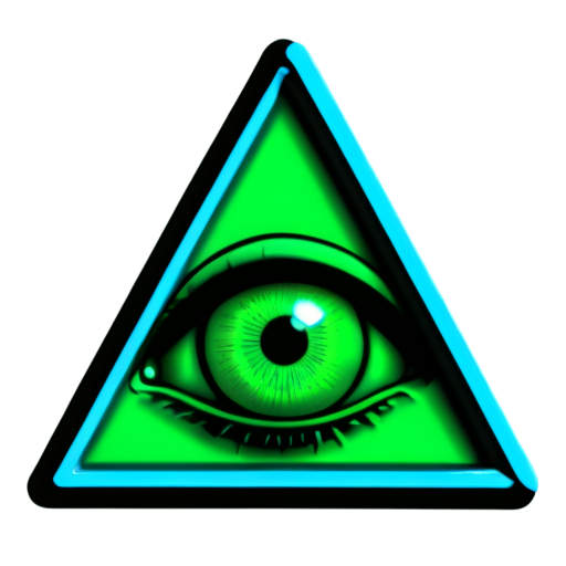 green masson triangle with eye inside, magic vibes, darknet style, neon vibes - icon | sticker