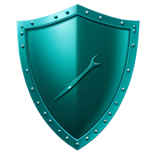 dark turquoise blind metal protective sheild with a tick drawn in the center - icon | sticker