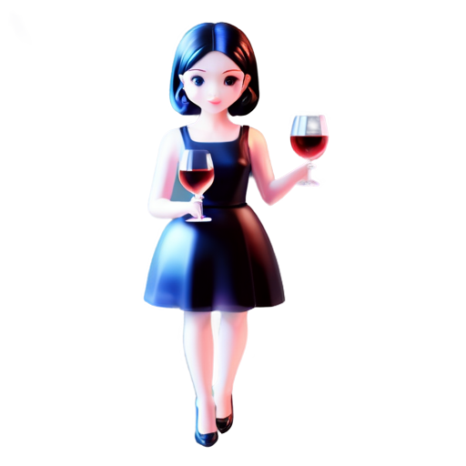 Devil girl with a glass of Wine in her hand - icon | sticker