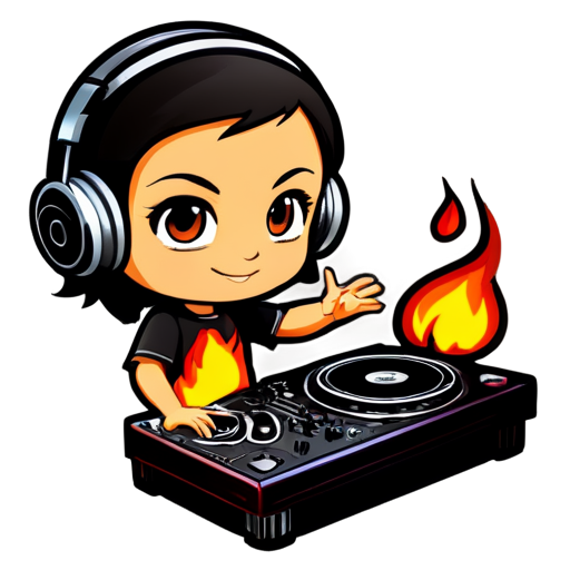 DJ with fire - icon | sticker