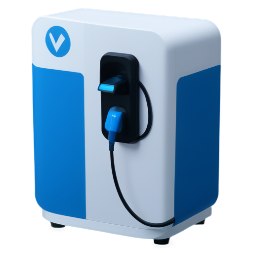 wallbox Charging station electro car, blue, white, sympel, pictogram - icon | sticker