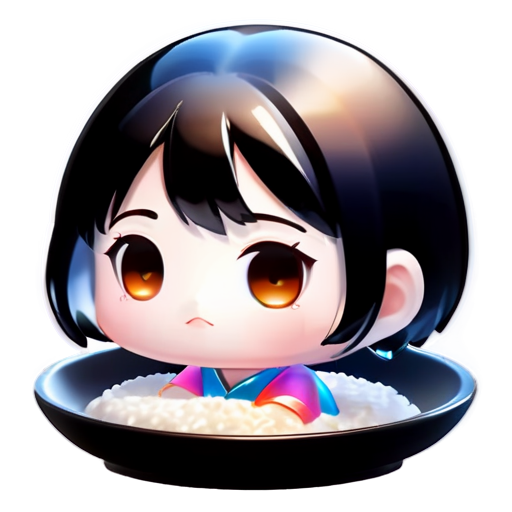 rice porridge, in a plate, white background - icon | sticker