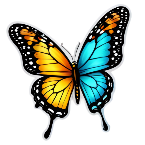 a beautiful butterfly, colorized, flat - icon | sticker