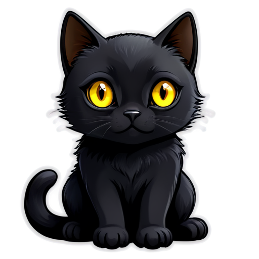 black cat with blue and yellow eye - icon | sticker