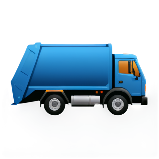 garbage truck, blue, two-axle - icon | sticker