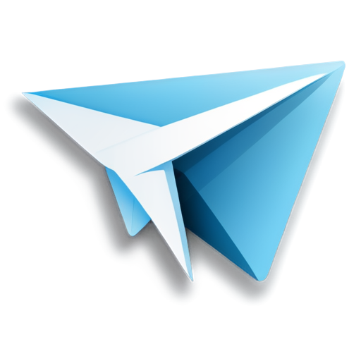 a flat design icon with a telegram paper airplane and a black download arrow on a light blue background, the arrow is in the center of the plane，add download icon in left - icon | sticker