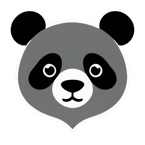 A pandas face, super simplistic, grey and white, modern logo - icon | sticker