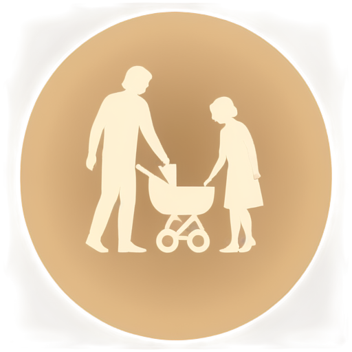 family with baby with the back light beige no background - icon | sticker